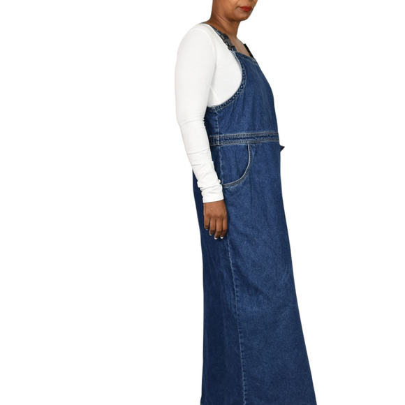 Vintage JLNY Bib Overalls Dress Denim Straps Buckle Straight Maxi Cotton Medium - Picture 10 of 16